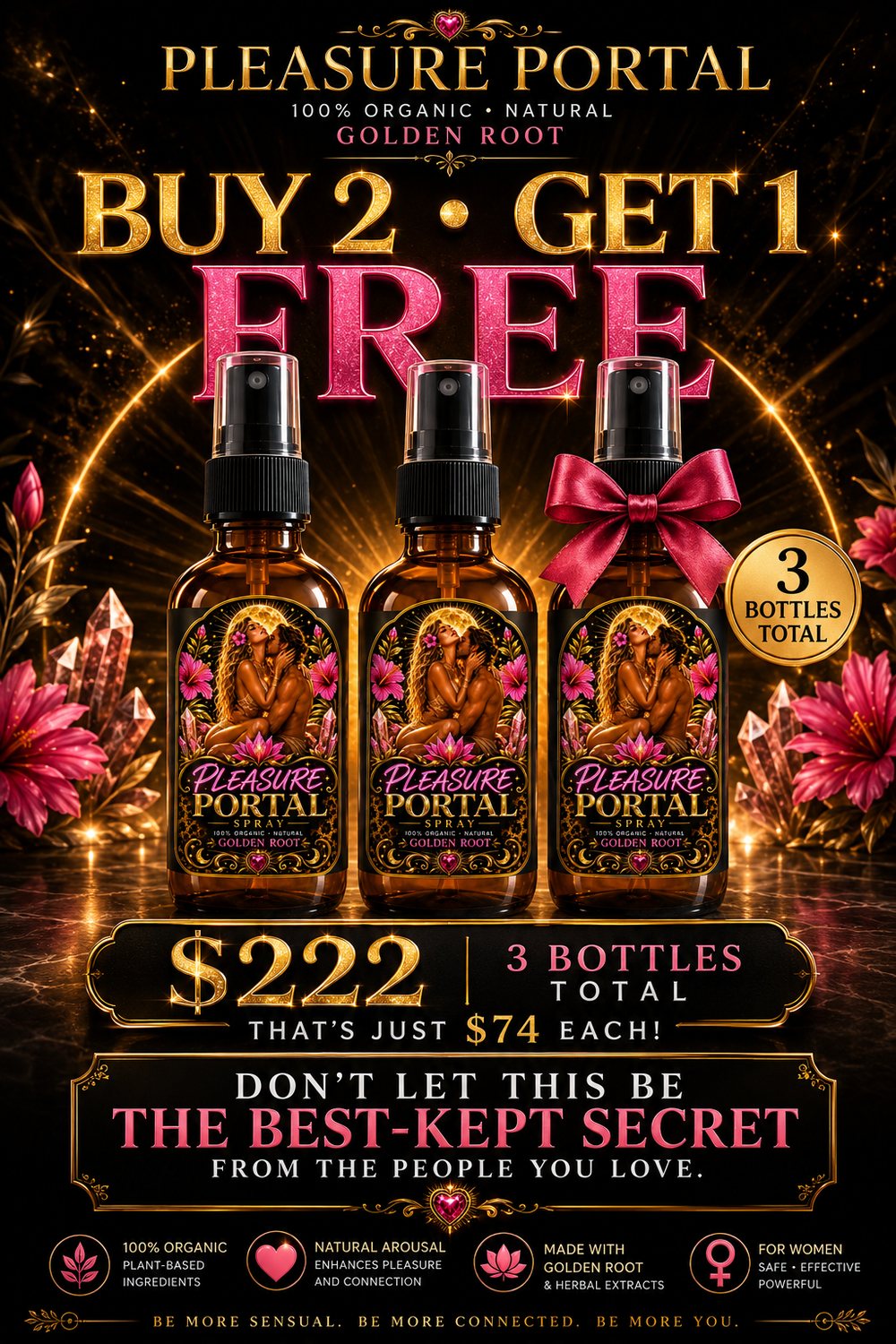 Pleasure Portal Buy 2 Get 1 Free — 3 bottles total for $222, just $74 each